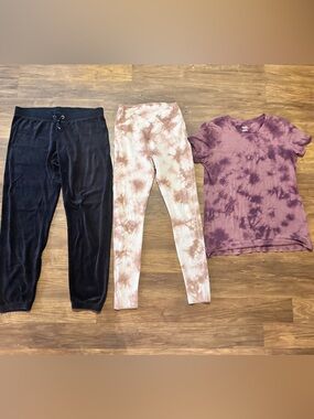 Tie-Dye Tee and Leggings Set with Black Joggers